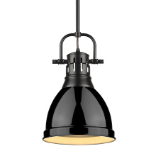 Golden 3604-S BLK-BK - Yep by Golden Lighting Duncan 1-light 9in Rod Hung Pendant in Matte Black and Black shade